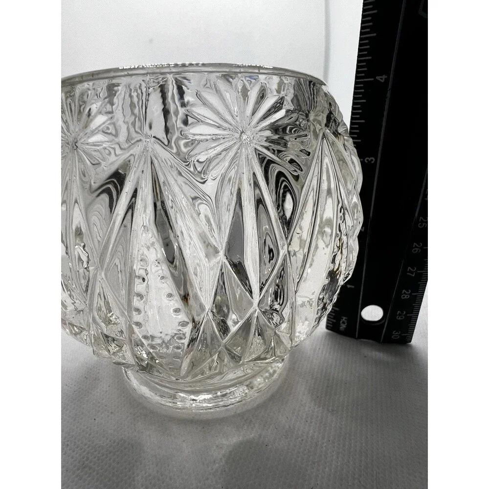 Avon Crystal Cut Glass Round Ball Shape Vase 4” Rose Bowl Sphere Globe Leaded